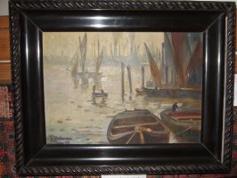 Obraz - Lodě - olej na plátně, signováno /rok 1918/