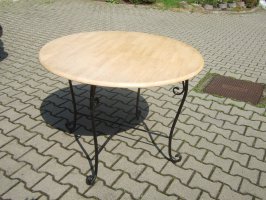 Stůl  - kov + dřevo /průměr 106 cm/